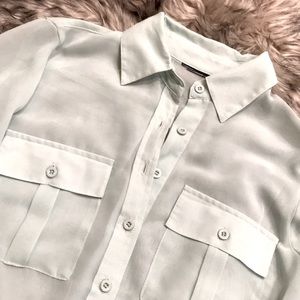 Mint Green Sheer Button Down Top